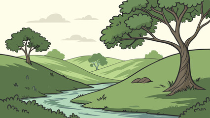 green mountains and winding rive