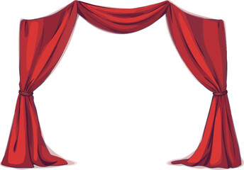 a set of red curtains isolated on a white background, vector illustration stock vector