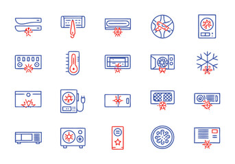 Air Conditioner Editable Stroke Outline Icons Set