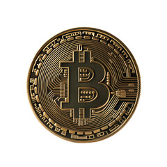 Bitcoin coin with circuit patterns representing cryptocurrency technology