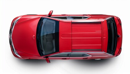 red suv top view isolated on transparent or white background
