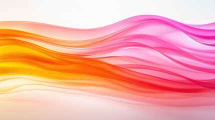 Abstract wave of overlapping translucent curves in vibrant pink and orange
