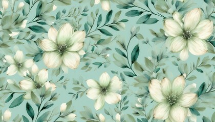 seamless watercolor floral pattern with delicate flowers and leaves for artistic design