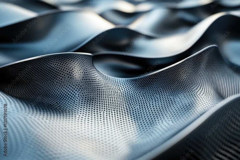 Aufkleber abstract image of undulating perforated metal surface, metallic texture with wave pattern.