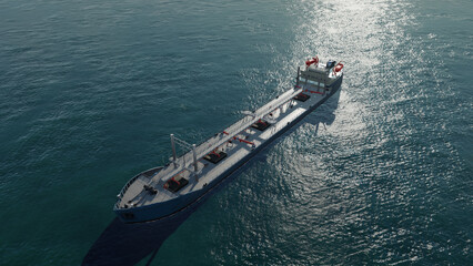 Fototapeta premium Oil tankers in sea. Nautical bulk carrier ships. Crude oil tankers ships, a merchant vessels specially designed for chemical products transportation. Aerial view. Global shipping. Logistic Transport. 