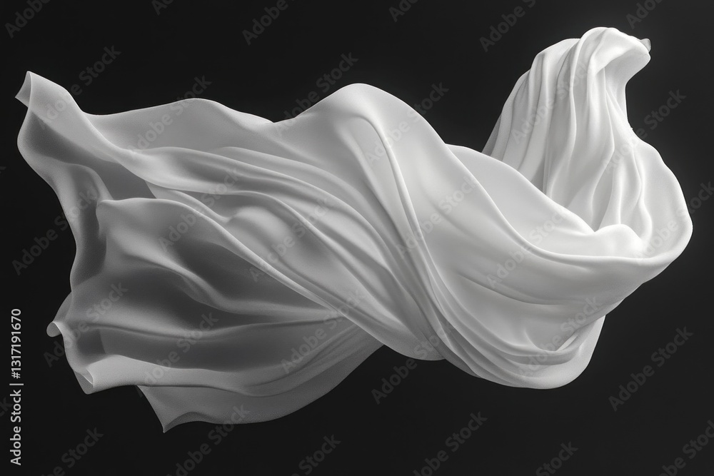 Poster a white cloth floats effortlessly in the air, creating an elegant display of movement and texture ag