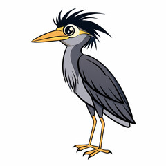 heron cartoon isolated on white