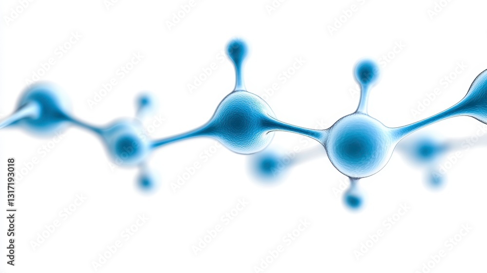 Aufkleber abstract image of interconnected blue molecules on white background. 3d rendering of a molecular str