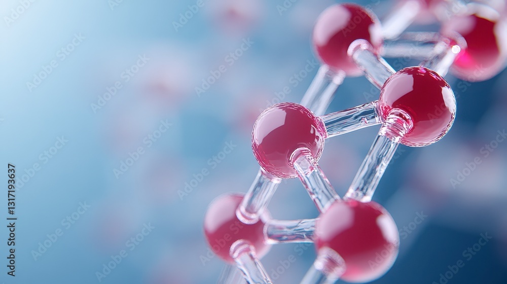 Aufkleber abstract 3d rendering of a dna double helix with red spheres and transparent connections against a b