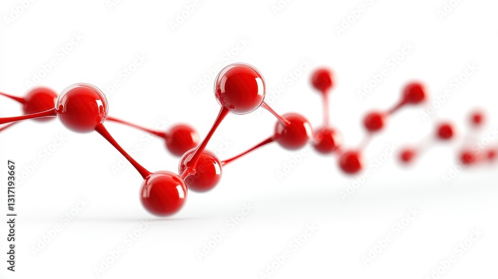 Aufkleber abstract 3d rendering of red spheres connected by thin lines on a white background. the spheres are 