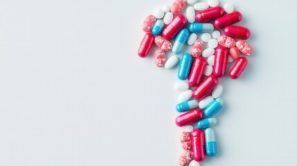 Colorful Pills Arrangement in the Shape of Africa on White Background