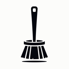 very simple flat and minimalist Toilet Brush silhouette in black on a white background