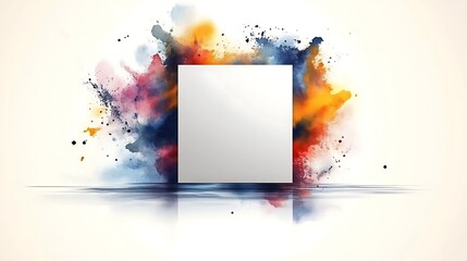 A Square Shape Surrounded By Abstract Watercolor Splatters