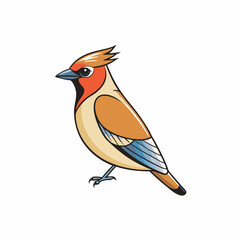 vector illustration of a cedar waxwing bird