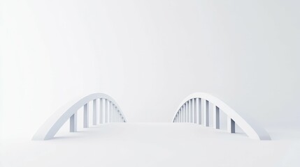 Minimalist white bridge in abstract space with clean architectural design