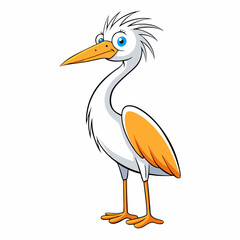 great egret on white background