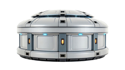 Fototapeta premium Futuristic round structure with sleek design and glowing lights