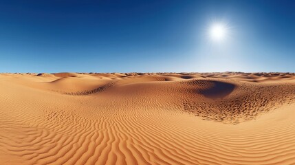 Stunning Desert Landscape Panoramic View Under Bright Sun