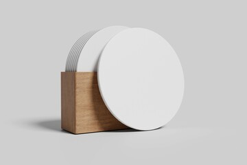 blank beer coasters on white background. Isolated with clipping path