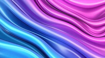 A vibrant, flowing abstract design featuring smooth gradients of blue, pink, and purple hues.