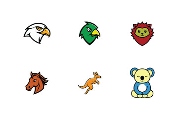 set of funny cartoon animals