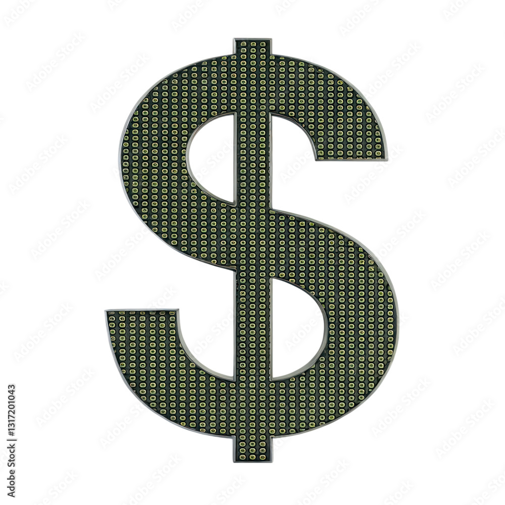 Aufkleber digital dollar sign made of binary code, symbolizing technology and finance