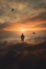 A Solemn Tribute: Reflecting on Bravery and Sacrifice Amidst a Majestic Landscape