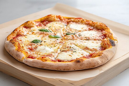 Crafting thin-crust italian pizza with basil & mozza