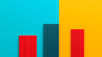 Obraz premium Colorful vertical bars on vibrant background studio graphic design minimalist aesthetic