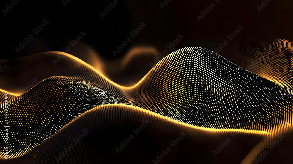 Aufkleber golden particles flowing wave abstract 3d rendering