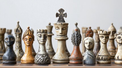 Professional Array of Chessmen Image for Strategy and Game Analysis