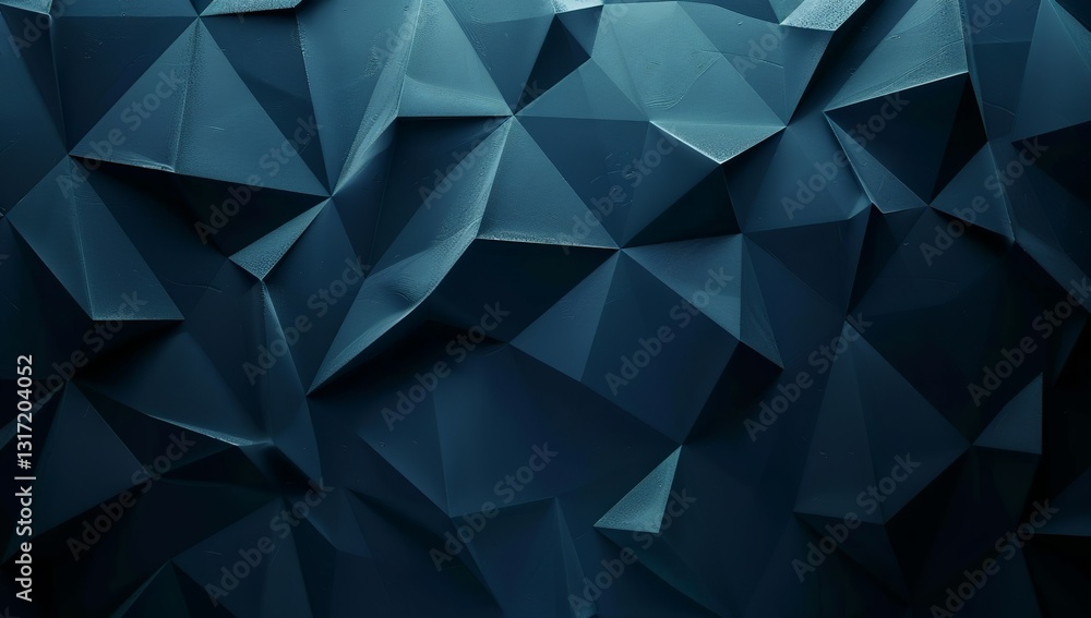 Poster dark blue polygonal abstract surface with sharp edges