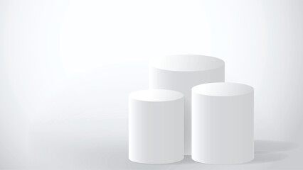 3 Circle cylinder for product display pedestal with background vector illustration