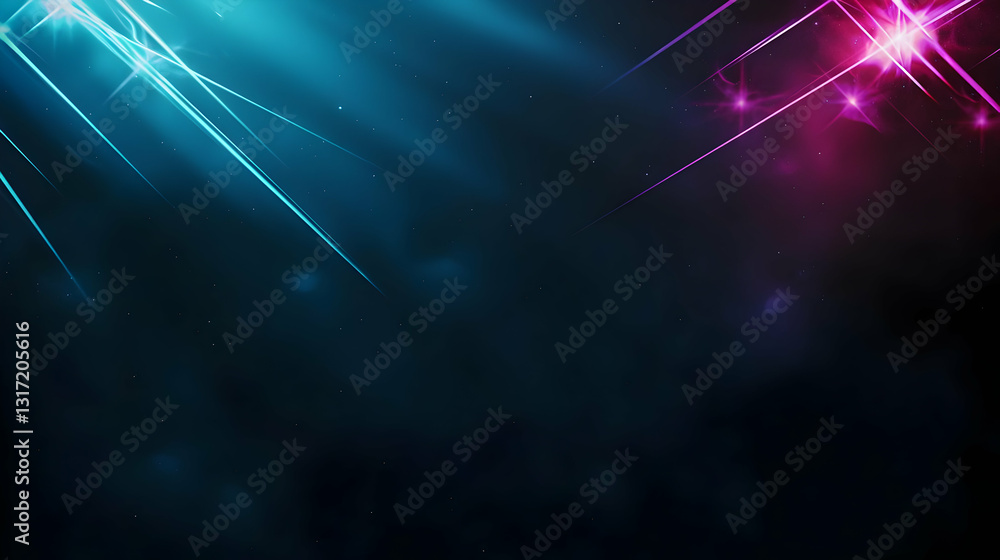 Aufkleber abstract background with vibrant pink and blue light rays converging on a dark backdrop with soft fo