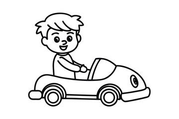 Fototapeta premium little boy playing with car