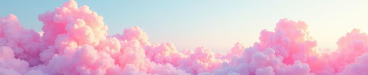 Fototapeta premium Soft pink clouds painted with wet brushes in morning light, nature, watercolor