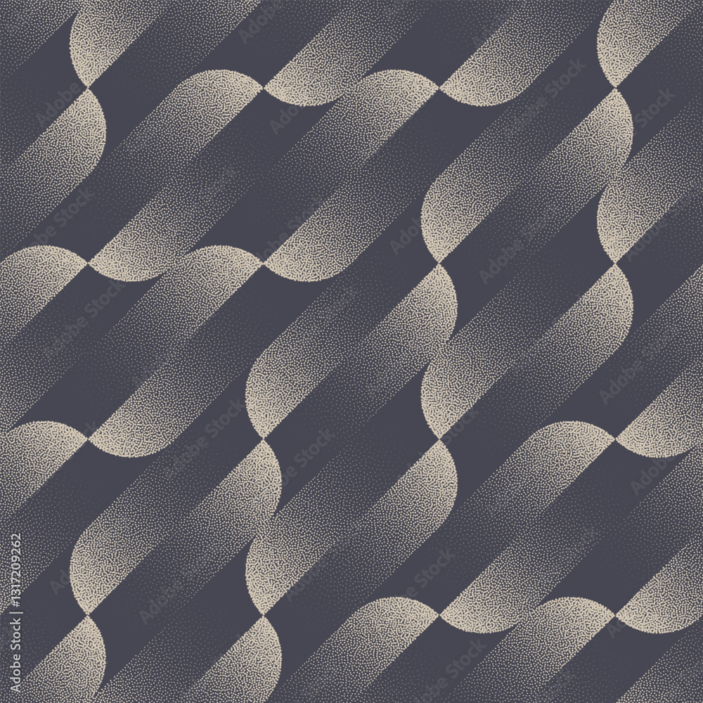 Aufkleber tilted divided rounded shapes seamless pattern trend dotted abstract vector background. dynamic slan