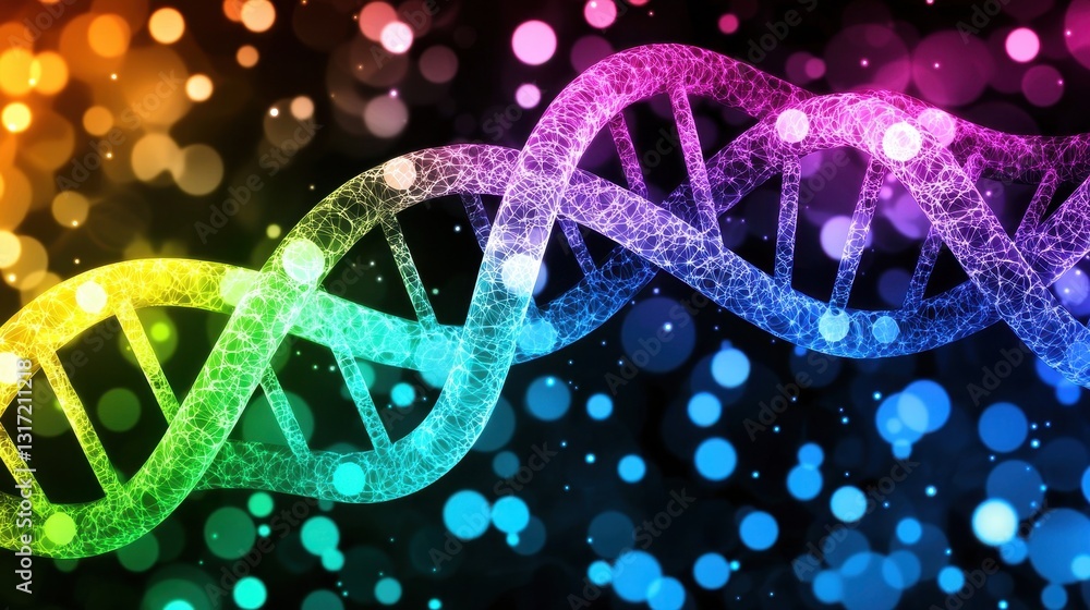 Aufkleber vibrant colorful dna helix abstract artwork with bokeh effect