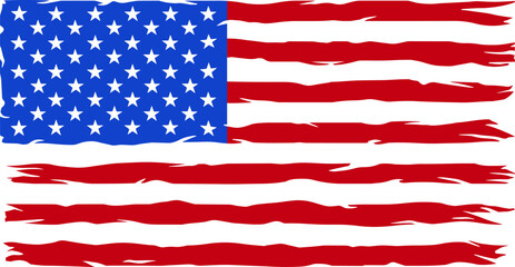 American Distressed Flag. USA Grunge Patriotic Symbol. Silhouette Stoke Icon.United States of America american flag, vector illustration.