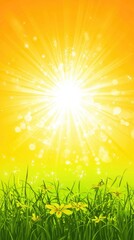 Obraz premium Sunny meadow, vibrant flowers, bright summer day, nature background, idyllic scene