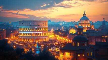 Fototapeta premium retro futurism rome,