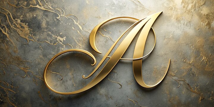 Elegant Uppercase Letter A Design - Modern Calligraphy Font Initial -  Gold Foil Texture Abstract Background