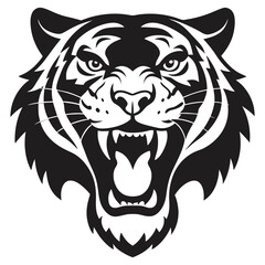 roaring tiger logo design vector illustration