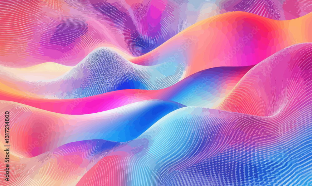 Poster dynamic colorful gradient mesh wavy background for modern design templates