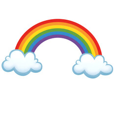 Vibrant Rainbow Arch with Fluffy White Clouds Colorful Sky Illustration Art Hope Magic Image Design 