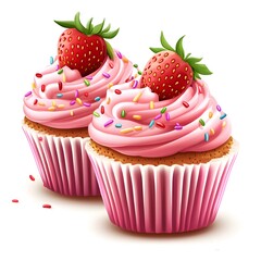 Delectable Strawberry Cupcakes with Creamy Frosting and Colorful Sprinkles Perfect for and Indulgence