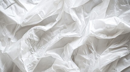 Professional Close-up Image of a White Plastic Tarpaulin with Folds