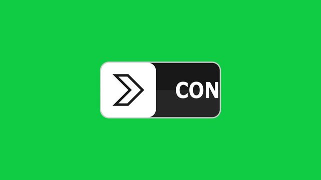 Green screen animation of Continue push button with pointer, simple animation of cursor icon Continue button, Animation of Continue button, Continue us button animation