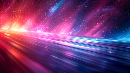 Obraz premium Futuristic Colorful Abstract Background with Light Trails and Stars
