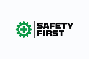 safety construction logo, safety first lettering logo